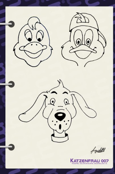 Caricaturas aves y perro