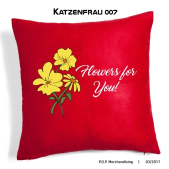 cushion with flowers, cojín ilustración bordado